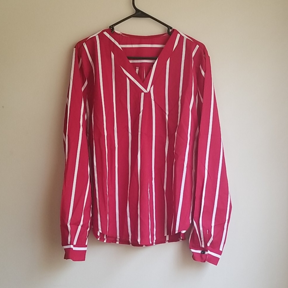 SHEIN Size 3X Red Striped Blouse